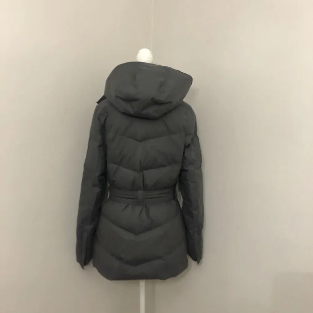UGG Lambskin 80/20 Duck Down Belted Hooded Mid Length Puffer Coat Woman Size M - Picture 4 of 16